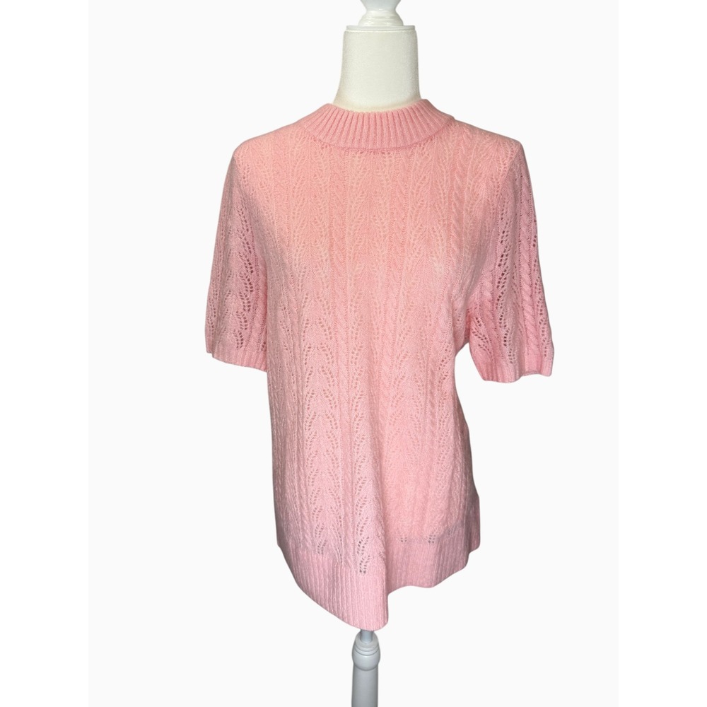 Torrid‎ Pink Open Knit Mock Neck Sweater Top Short Sleeve Women's Size 2 XXL
